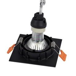 Prios indbygningslampe Fibur, sort, 9 cm, GU10
