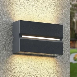 Prios Itarion LED udendørs væglampe, klar skærm