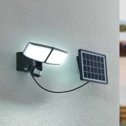 Prios Kalvito LED-solcellevægspot, sensor 2 lk