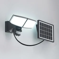 Prios Kalvito LED-solcellevægspot, sensor 2 lk