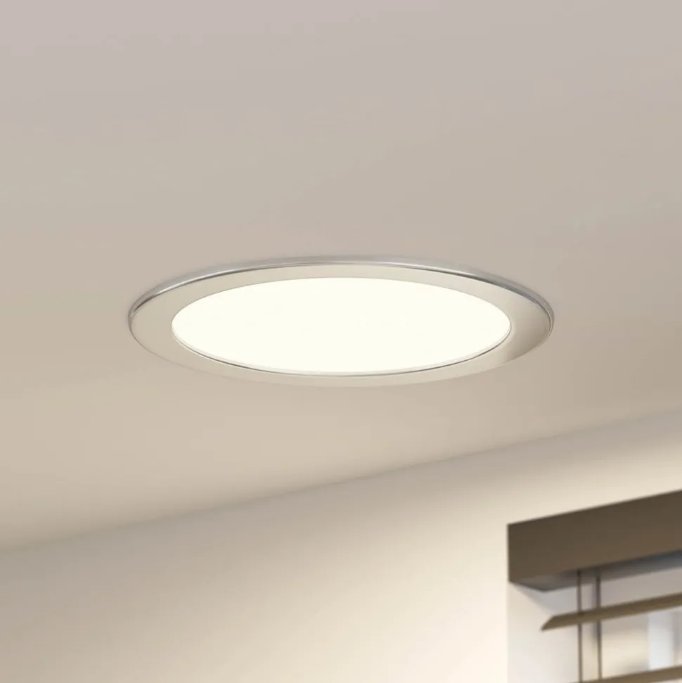 Prios LED-indbygningslampe Cadance, sølv, 24 cm, CCT, IP44