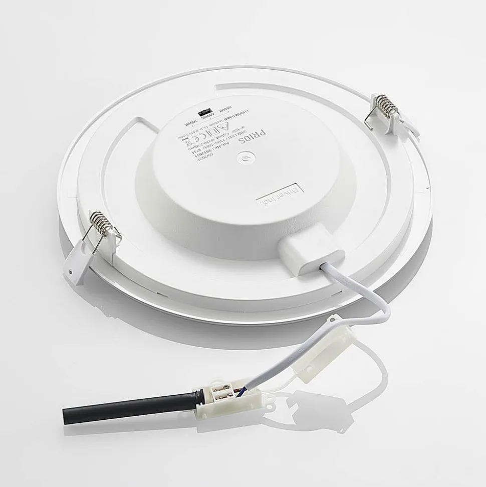 Prios LED-indbygningslampe Cadance, sølv, 24 cm, CCT, IP44