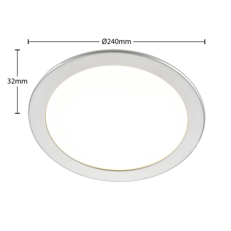 Prios LED-indbygningslampe Cadance, sølv, 24 cm, CCT, IP44