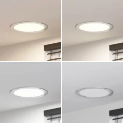 Prios LED-indbygningslampe Cadance, sølv, 24 cm, CCT, IP44