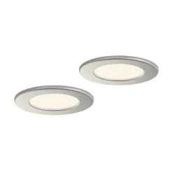 Prios LED-indbygningslampe Cadance, sølv, 12 cm, sæt med 2, CCT