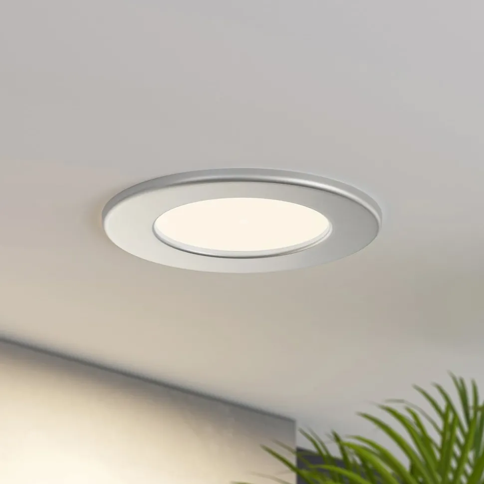 Prios LED-indbygningslampe Cadance, sølv, 12 cm, sæt med 2, CCT