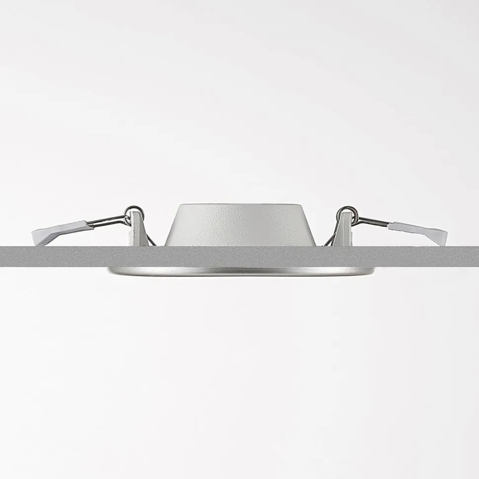 Prios LED-indbygningslampe Cadance, sølv, 12 cm, sæt med 2, CCT