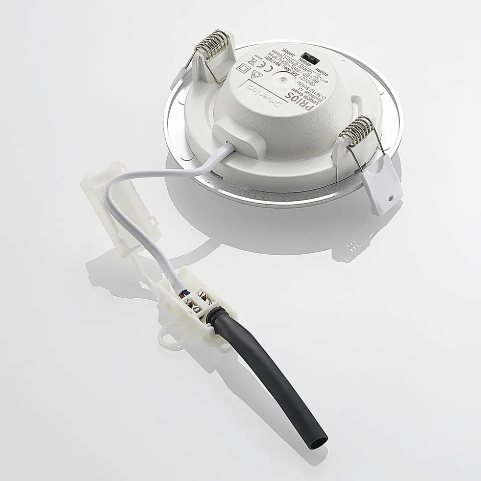 Prios LED-indbygningslampe Cadance, sølv, 12 cm, sæt med 2, CCT