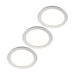 Prios LED-indbygningslampe Cadance, sølv, 22 cm, sæt med 3, CCT