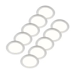 Prios LED-indbygningslampe Cadance, sølv, 22 cm, sæt med 10, CCT
