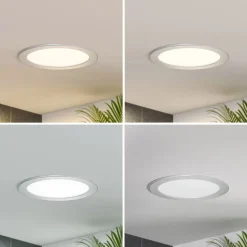 Prios LED-indbygningslampe Cadance, sølv, 22 cm, sæt med 10, CCT
