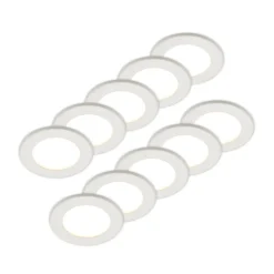 Prios LED-indbygningslampe Cadance, hvid, 12 cm, sæt med 10, CCT