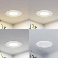 Prios LED-indbygningslampe Cadance, hvid, 12 cm, sæt med 10, CCT