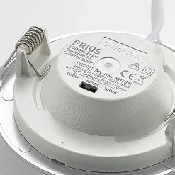 Prios LED-indbygningslampe Cadance, sølv, 12 cm, CCT, IP44