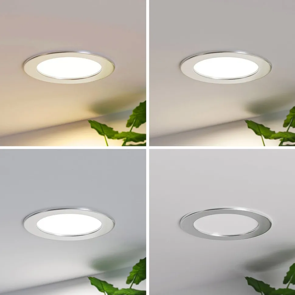 Prios LED-indbygningslampe Cadance, sølv, 17 cm, CCT, IP44
