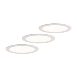 Prios LED-indbygningslampe Cadance, hvid, 22 cm, sæt med 3, CCT
