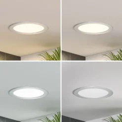 Prios LED-indbygningslampe Cadance, sølv, 22 cm, CCT, IP44