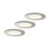 Prios LED-indbygningslampe Cadance, sølv, 12 cm, sæt med 3, CCT