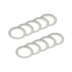 Prios LED-indbygningslampe Cadance, sølv, 17 cm, sæt med 10, CCT