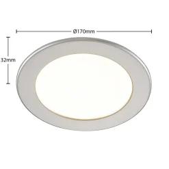 Prios LED-indbygningslampe Cadance, sølv, 17 cm, sæt med 10, CCT
