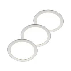 Prios LED-indbygningslampe Cadance, sølv, 24 cm, sæt med 3, CCT