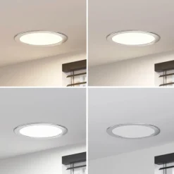 Prios LED-indbygningslampe Cadance, sølv, 24 cm, sæt med 10, CCT