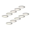 Prios LED-indbygningslampe Cadance, sølv, 12 cm, sæt med 10, CCT