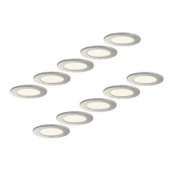 Prios LED-indbygningslampe Cadance, sølv, 12 cm, sæt med 10, CCT