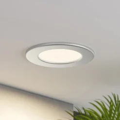 Prios LED-indbygningslampe Cadance, sølv, 12 cm, sæt med 10, CCT