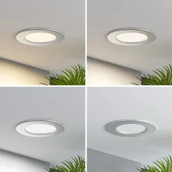 Prios LED-indbygningslampe Cadance, sølv, 12 cm, sæt med 10, CCT