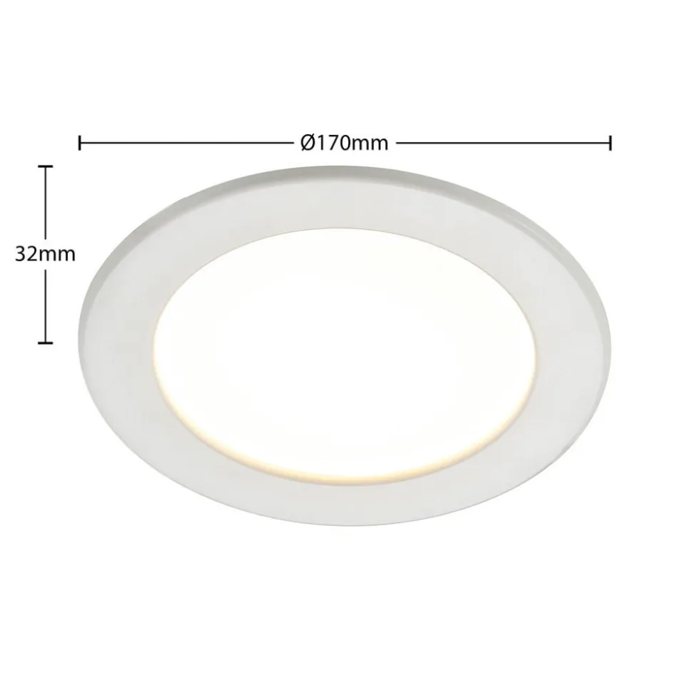 Prios LED-indbygningslampe Cadance, hvid, 17 cm, CCT, IP44