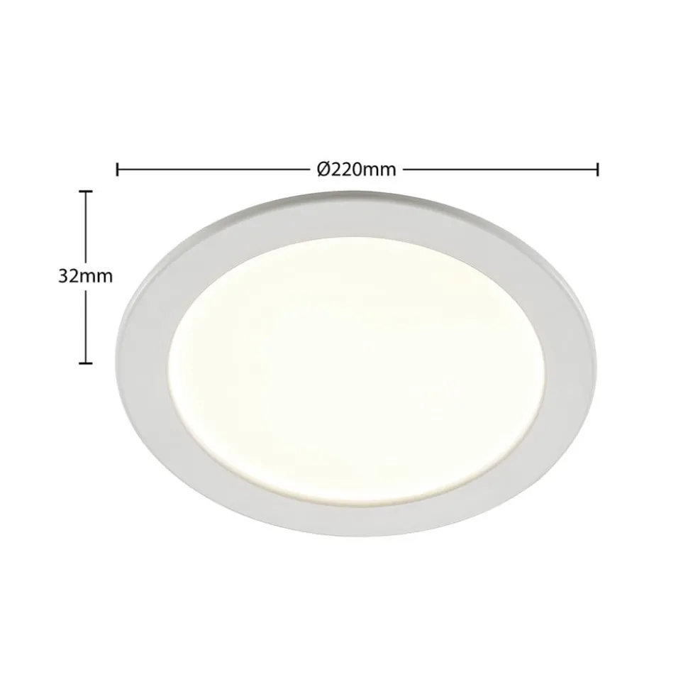 Prios LED-indbygningslampe Cadance, hvid, 22 cm, CCT, IP44