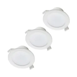 Prios LED-indbygningslampe Rida, sæt med 3, hvid, 10 cm, CCT, IP44