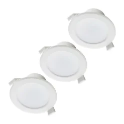Prios LED-indbygningslampe Rida, sæt med 3, hvid, 19 cm, CCT, IP44