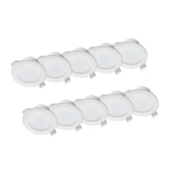 Prios LED-indbygningslampe Rida, sæt med 10, hvid, 10 cm, CCT, IP44
