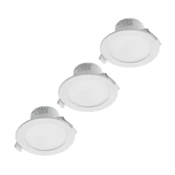 Prios LED-indbygningslampe Rida, sæt med 3, hvid, 12 cm, CCT, IP44