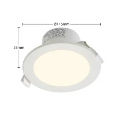 Prios LED-indbygningslampe Rida, sæt med 3, hvid, 12 cm, CCT, IP44