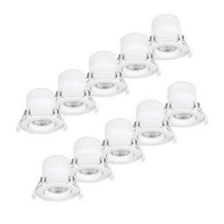 Prios LED indbygningslampe Shima, hvid, 7W, 3000K, 10stk, dæmpbar