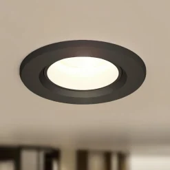 Prios LED indbygningslampe Shima, sort, 7 W, 3000K, dæmpbar