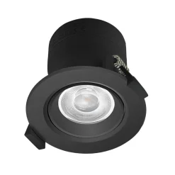 Prios LED indbygningslampe Shima, sort, 7 W, 3000K, dæmpbar