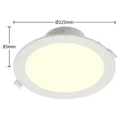 Prios LED-indbygningsspot Rida, hvid. Ø 23 cm, 30W, CCT, IP44
