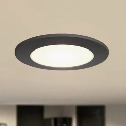 Prios LED-indbygningsspot Rida, sort, Ø 12 cm, CCT, IP44