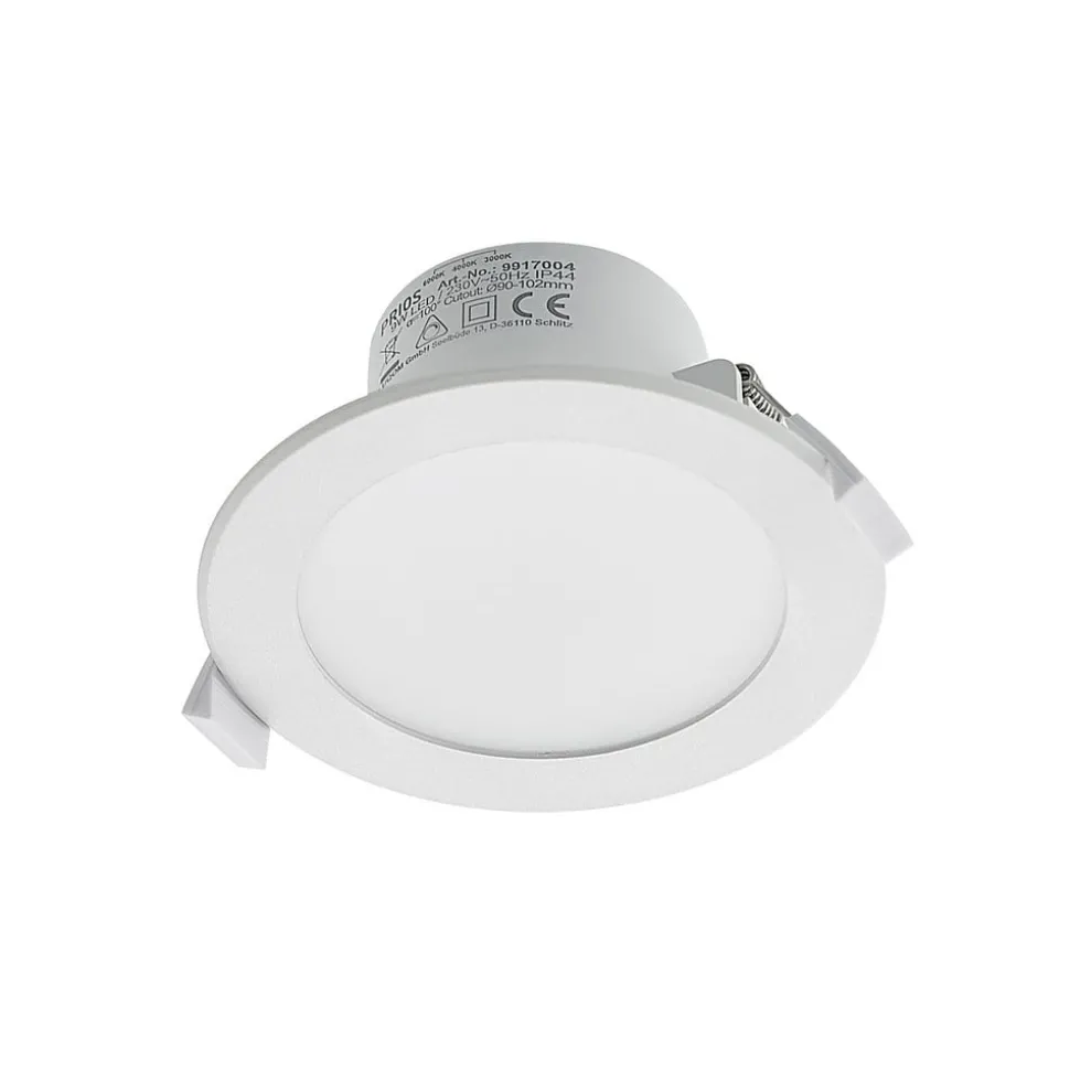 Prios LED-indbygningsspot Rida, hvid. Ø 12 cm, CCT, IP44