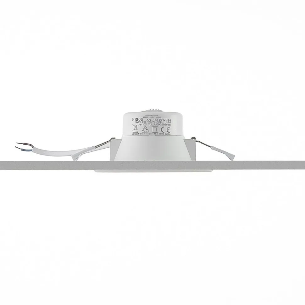 Prios LED-indbygningsspot Rida, hvid. Ø 12 cm, CCT, IP44