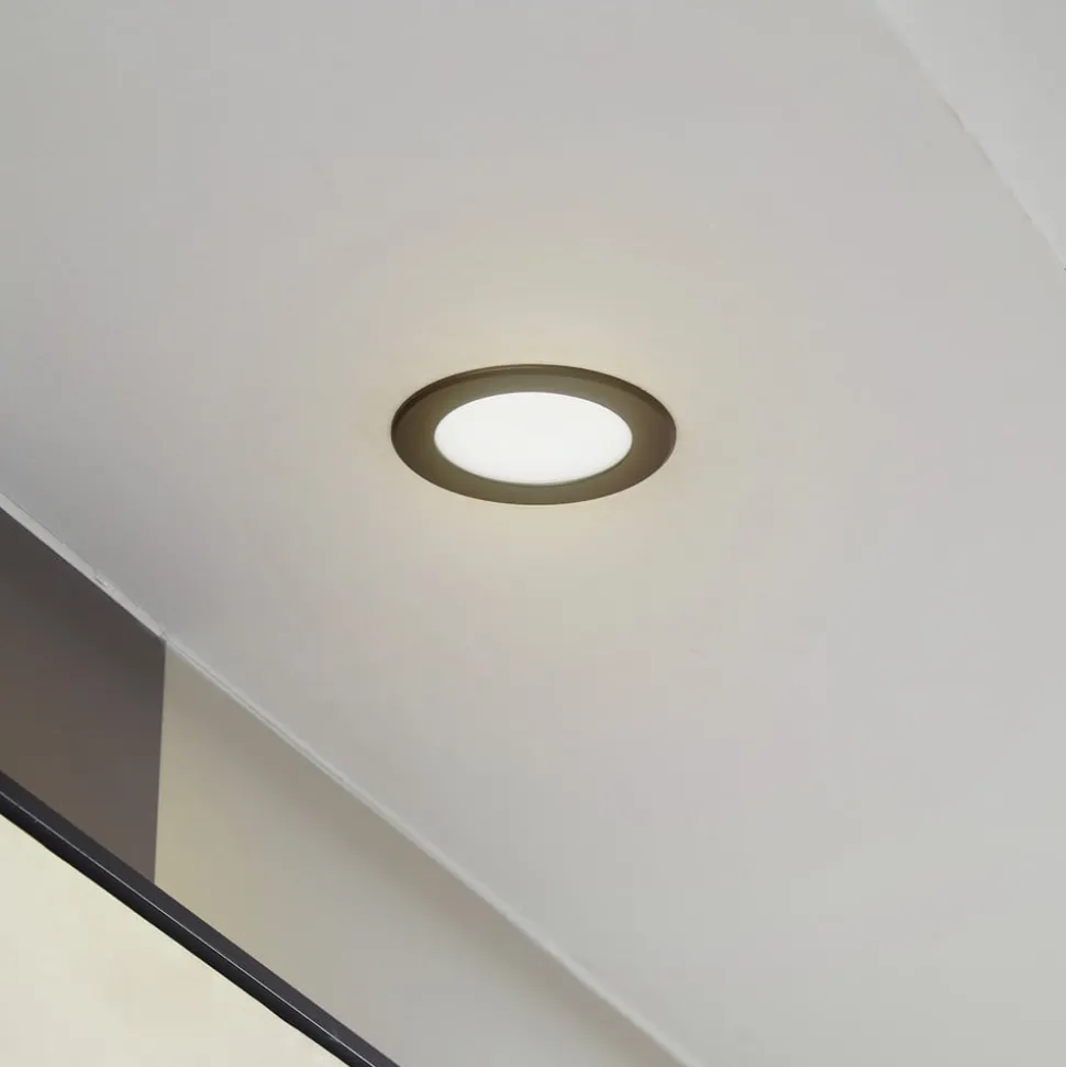 Prios LED-indbygningsspot Rida, sort, Ø 10 cm, CCT, IP44