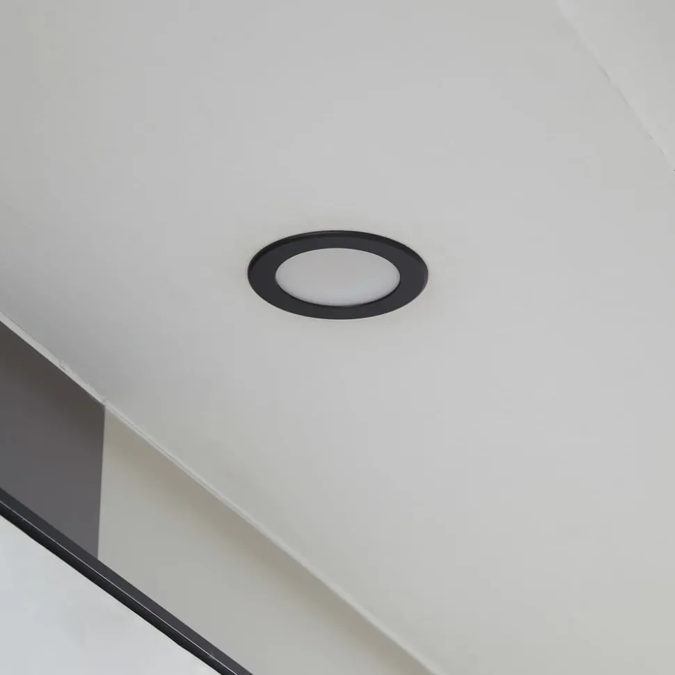 Prios LED-indbygningsspot Rida, sort, Ø 10 cm, CCT, IP44