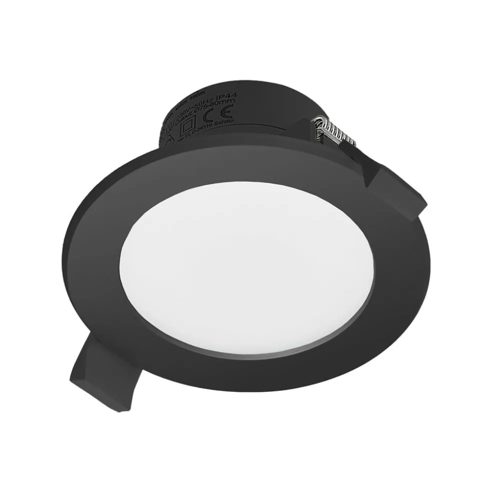 Prios LED-indbygningsspot Rida, sort, Ø 10 cm, CCT, IP44