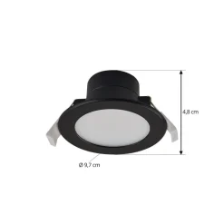 Prios LED-indbygningsspot Rida, sort, Ø 10 cm, CCT, IP44