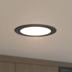 Prios LED indbygningsspot Rida, sort, 14,5 cm, 12 W, CCT