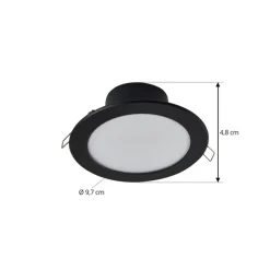Prios LED indbygningsspot Rida, sort, 14,5 cm, 12 W, CCT